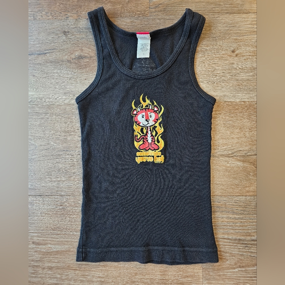 Rare Y2K 2003 Tilt Pac Sun Muscle Tank Top Angel Devil Graphic Juniors sz Small